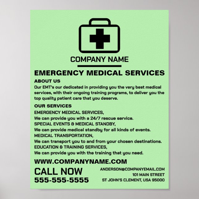 Medic Bag Design, EMT, Paramedic Advertising Poster (Front)