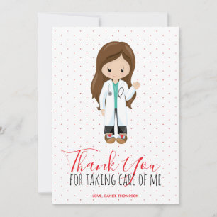 Medic doctor Red Typography Polka Dot Thank You Card