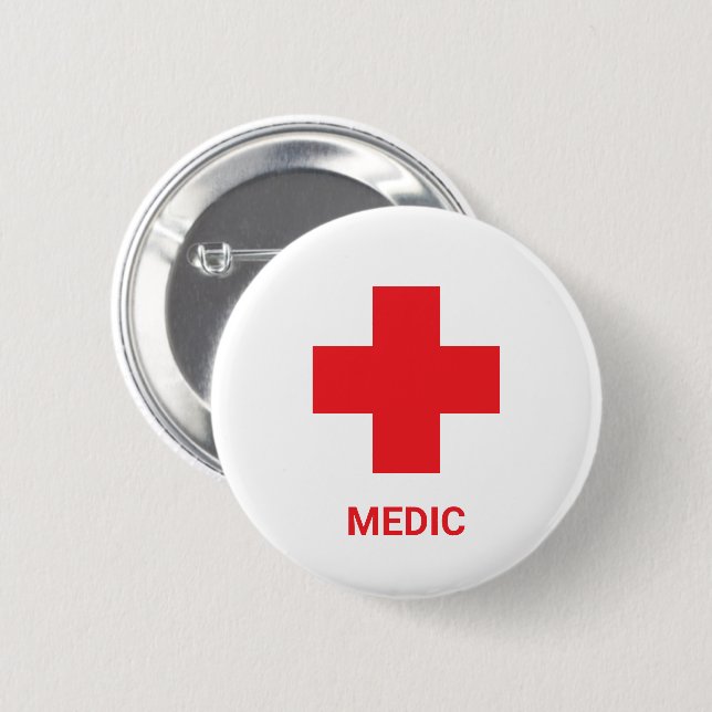 MEDIC & First Aid, Cross, Ambulance, Doctor  Button (Front & Back)