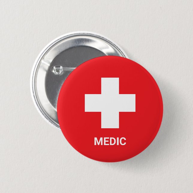 MEDIC & First Aid, Cross, Ambulance, Doctor  Button (Front & Back)