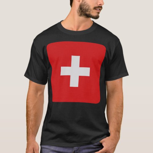 MEDIC white cross on a red button square rectangle T_Shirt