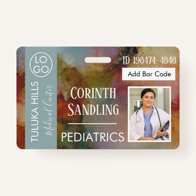 Medica Photo ID Floral Abstract Badge (Front)