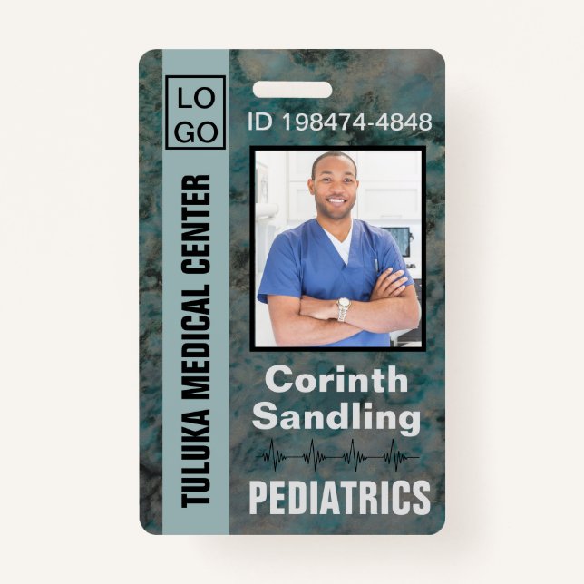 Medica Photo ID Painterly in Blues Badge (Front)
