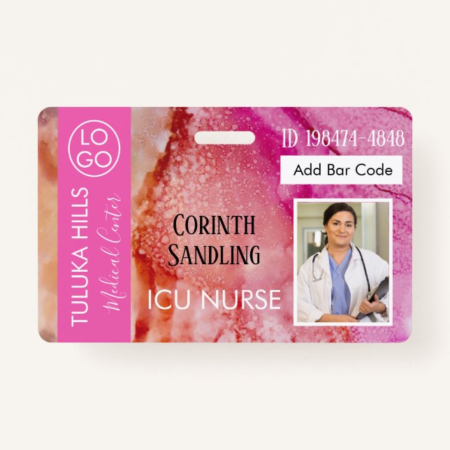 Medica Photo ID Pretty Pink Blends Ink Mix Badge (Front)
