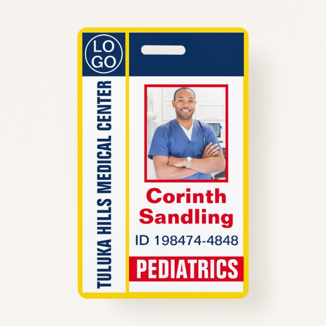 Medica Photo ID Red White and Blue Badge (Front)