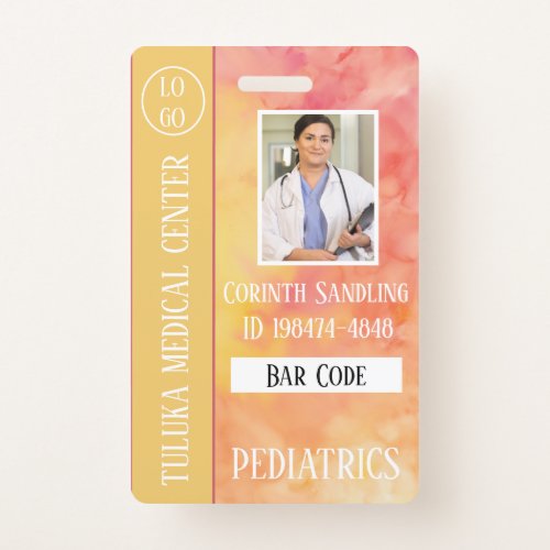Medica Photo ID Warm Pink Yellow Inks Badge