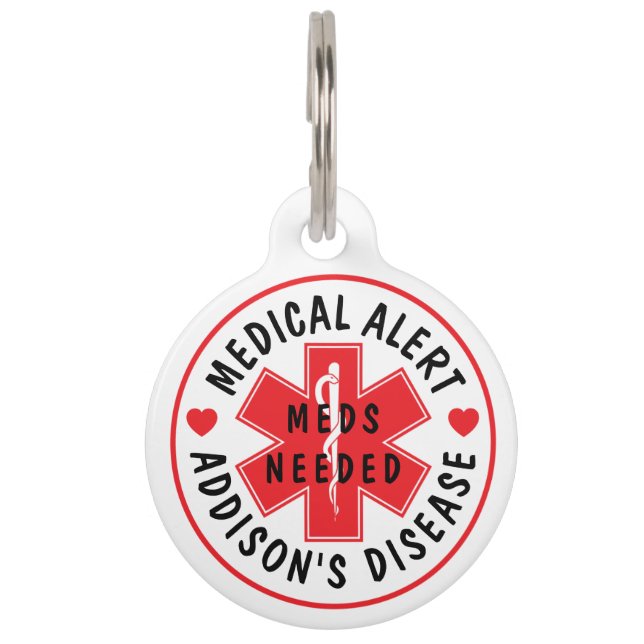 Medical Alert Addison's Disease Pet Tag NEEDS MEDS (Front)