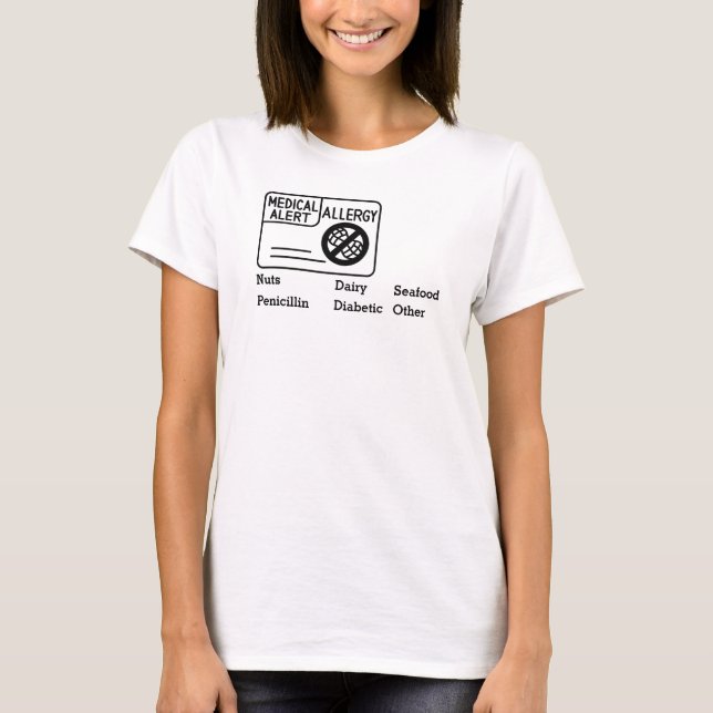 Medical Alert Allergy Emergency Personalize T-Shirt (Front)