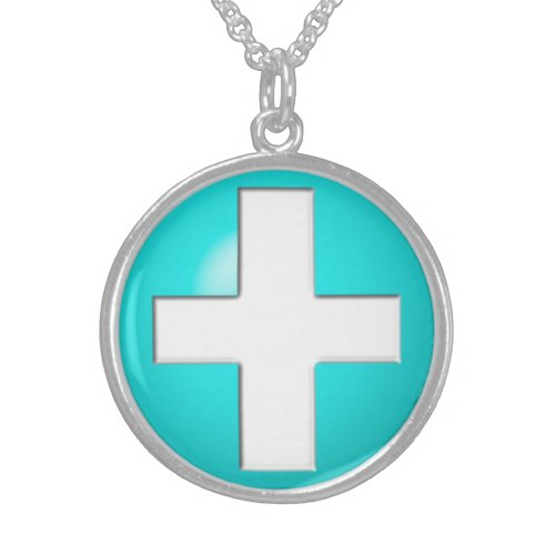 Medical Alert _ Aqua Sterling Silver Necklace