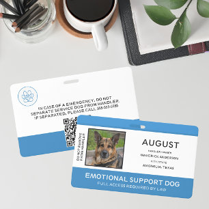 Medical Alert Blue Service Dog Photo ID Badge
