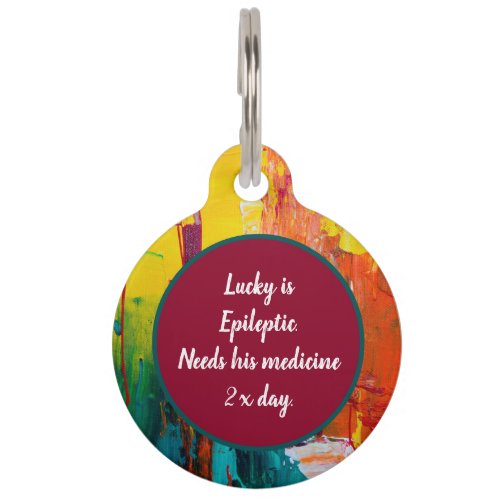 Medical Alert Colorful Funky Abstract Pattern Pet ID Tag