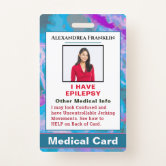 Medical Alert Emergency Contact Custom Card Keychain Zazzle