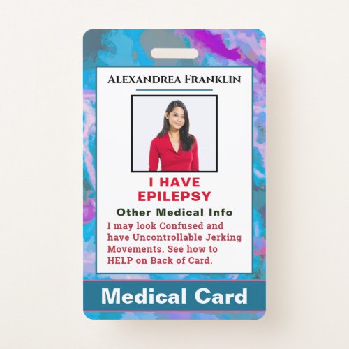Medical Alert Emergency Contact Custom Card  Badge