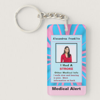 Medical Alert Emergency Contact Custom Card Keychain