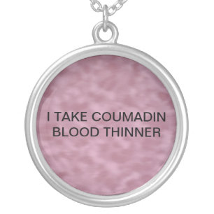 MEDICAL ALERT FOR COUMADIN SILVER PLATED NECKLACE