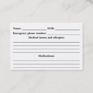 Medical Alert ID - Customizable Business Card