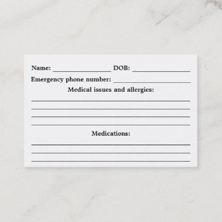 Medical Alert ID - Customizable Business Card