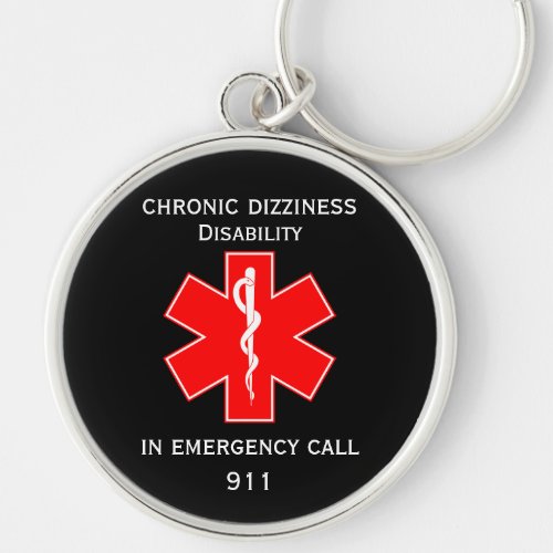 Medical Alert ID Medical Chronic Dizziness  Keychain