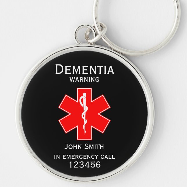 Medical Alert ID Medical Dementia  Keychain (Front)
