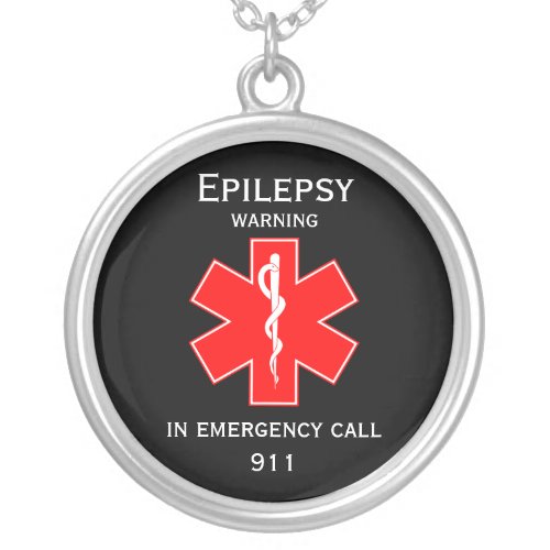 Medical Alert ID Medical Epilepsy Silver Plated Necklace