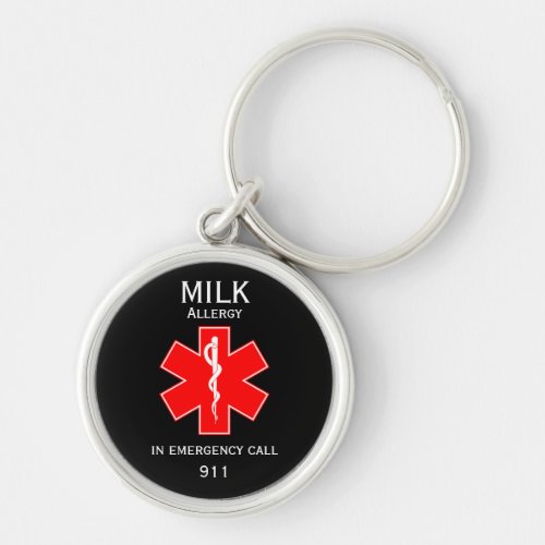 Medical Alert ID Medical Milk Allergy Keychain