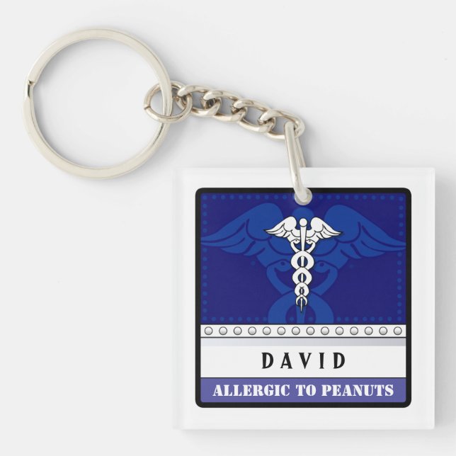 Medical Alert Keychain Blue - Customize (Front)
