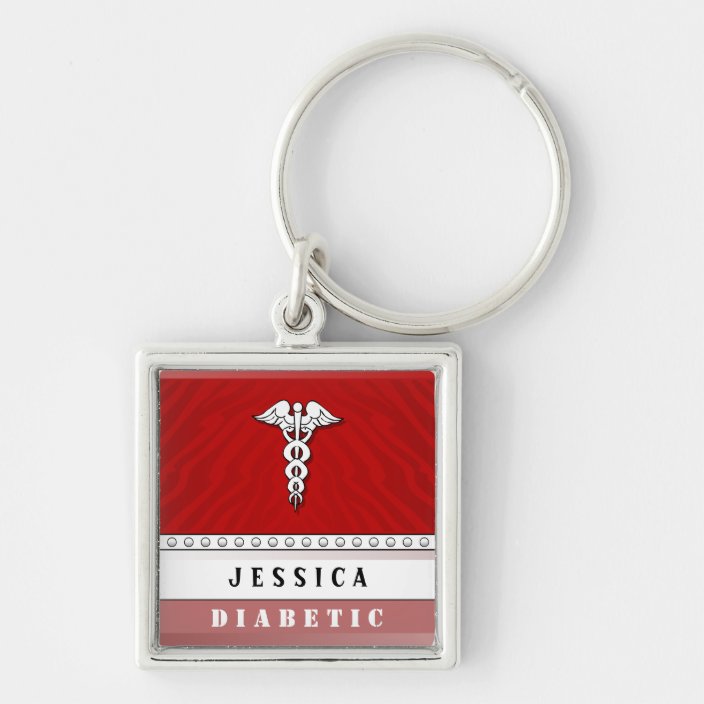 Pre-engravedDiabetes Type 1 Medical Alert ID Keychain Cloisonné Star of Life Int