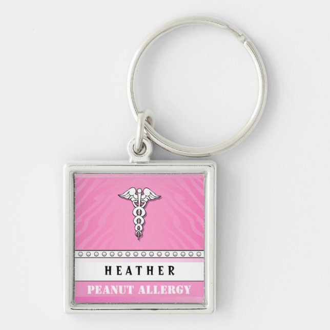 Medical Alert Keychain - Customize - PINK (Front)