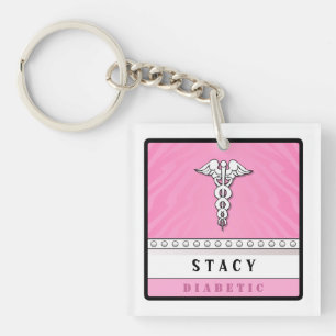 Medical Alert Keychain PINK - Double Sided