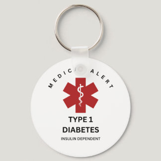 Medical Alert Keychain: Type 1 Diabetes  Keychain