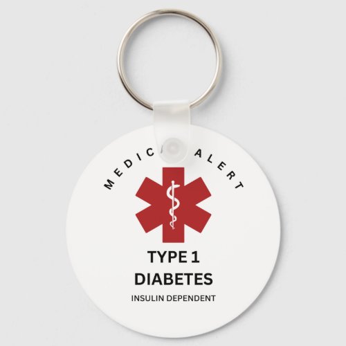 Medical Alert Keychain Type 1 Diabetes  Keychain