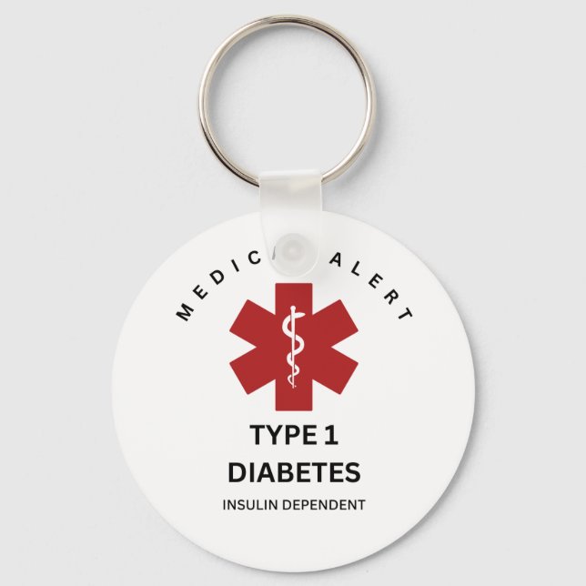 Medical Alert Keychain: Type 1 Diabetes  Keychain (Front)
