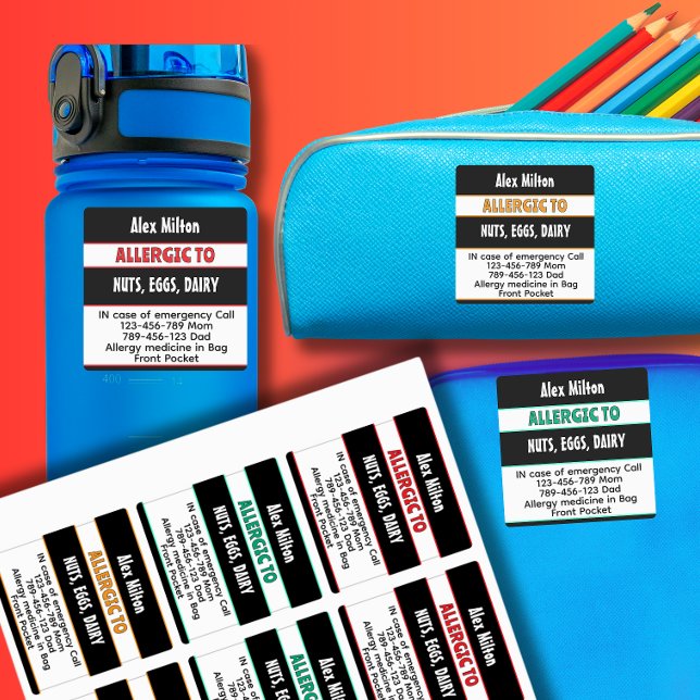 Medical Alert Kids Allergy Alert School Daycare  Labels (Creator Uploaded)