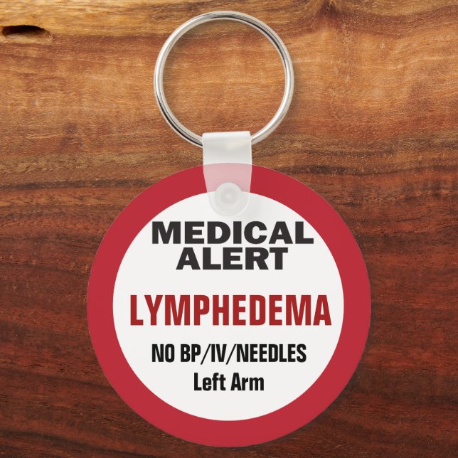 Medical Alert Lymphedema information Keychain (Front)