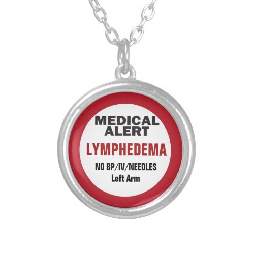 Medical Alert Lymphedema information Silver Plated Necklace