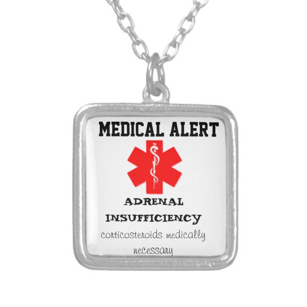 14K White Gold Back Medical Alert Disk Necklace Charm Pendant