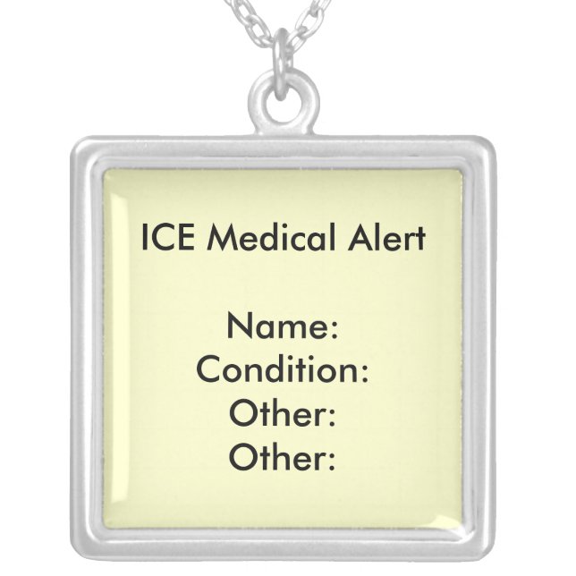 MEDICAL ALERT NECKLACE ~ Customize! (Front)