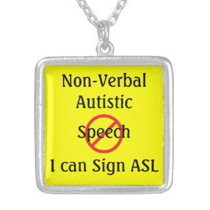 Medical Alert Non Verbal Autistic Silver Plated Necklace