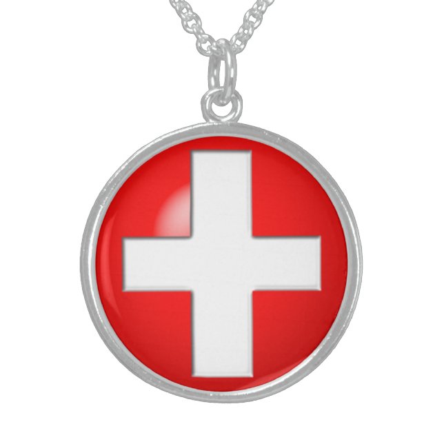 Medical Alert - Red Sterling Silver Necklace (Front)