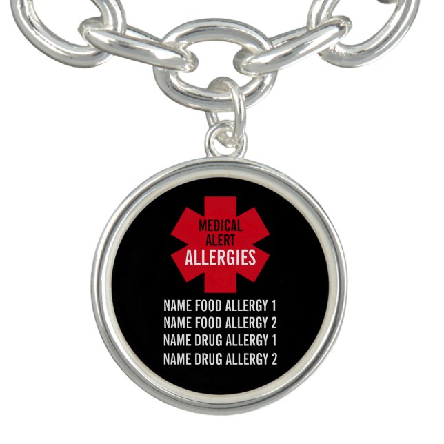 Medical Alert Series Allergies Personalize Bracelet (Design)