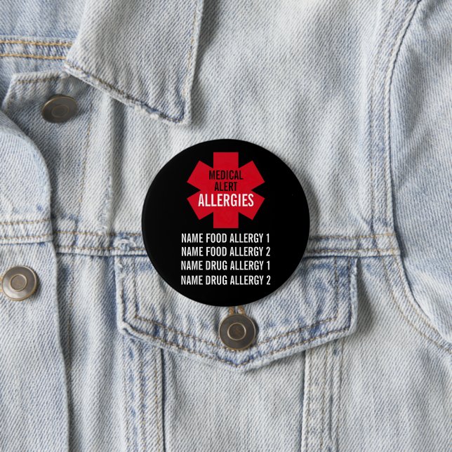 Medical Alert Series Allergies Personalize  Button (In Situ)