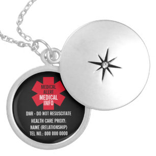 Medical Alert Series Healthcare Proxy Personalize Locket Necklace