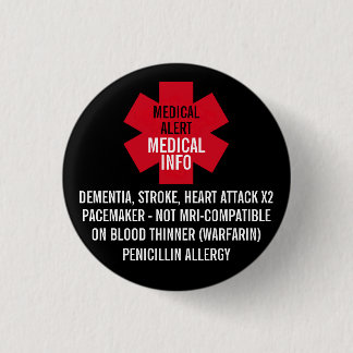 Medical Alert Series Medical Info Personalize Button