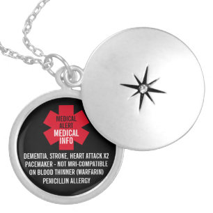 Medical Alert Series Medical Info Personalize Locket Necklace