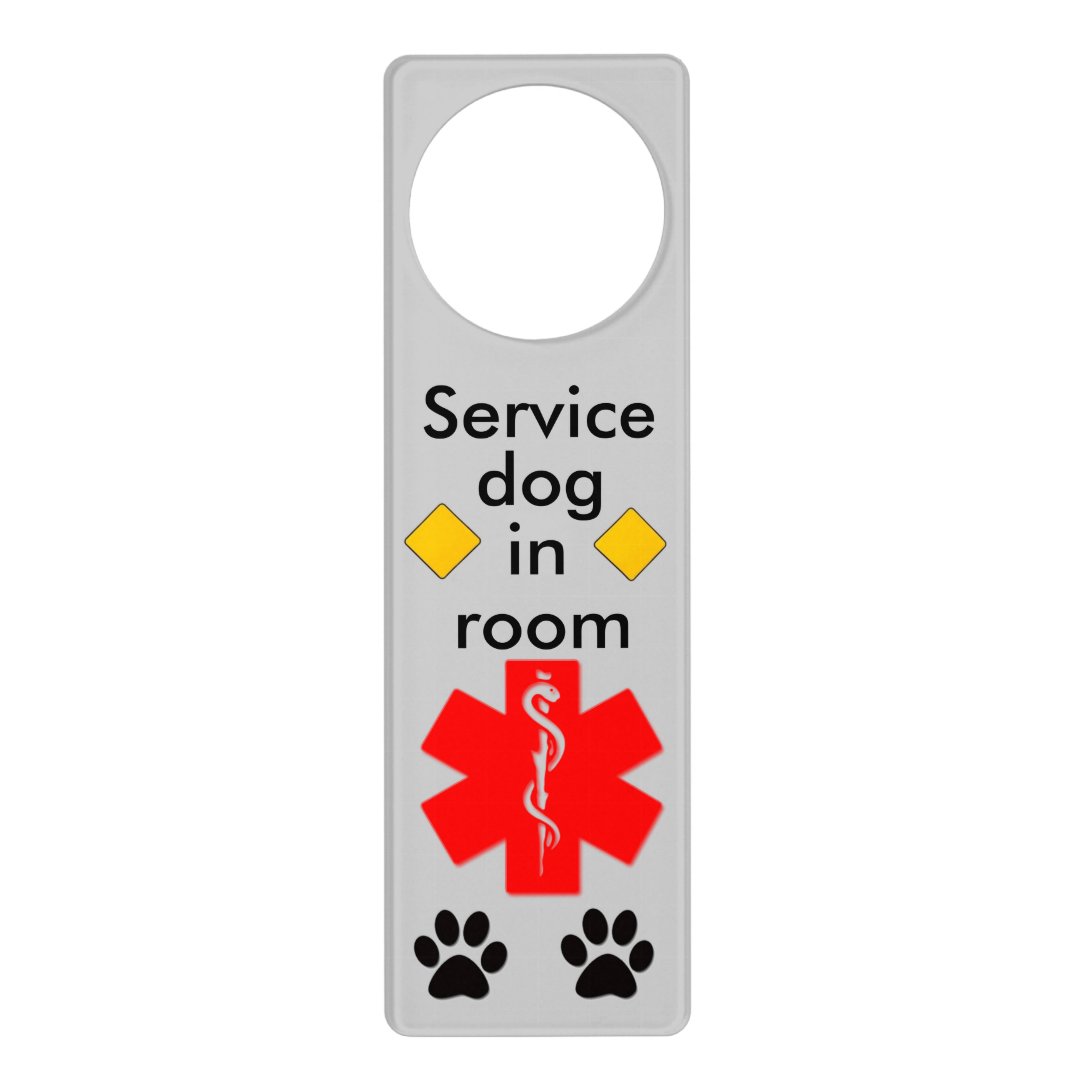 Medical alert service dog door hanger Zazzle