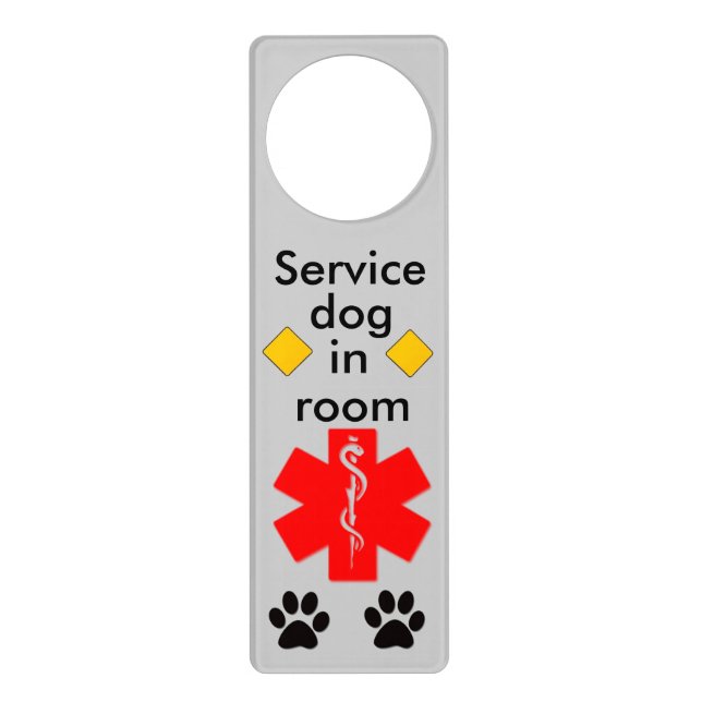 Medical alert service dog door hanger (Front)