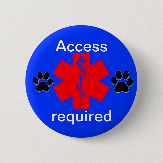 medical alert symbol service dog access required pinback button (Front)