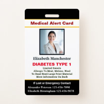 Medical Allergy Alert Emergency Photo Custom ID Badge