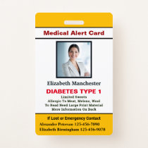 Medical Allergy Alert Emergency Photo Custom ID Badge