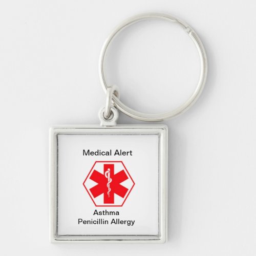 Medical allergy alert keychains customizable